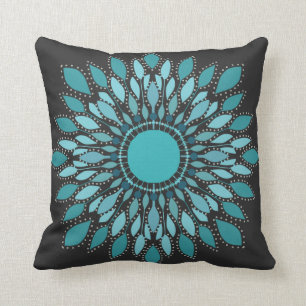 Almofada Travesseiro decorativo Elegante do Teal Lotus Flow