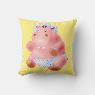 Almofada Travesseiro decorativo engraçado com o bebê Hippo