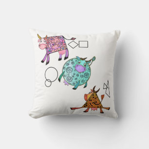 Almofada Travesseiro decorativo Engraçado de Vacas Geométri