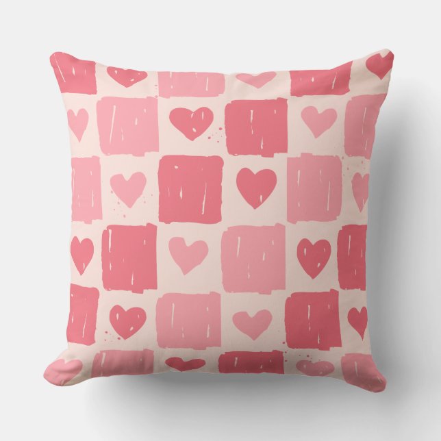 Almofada Travesseiro Decorativo Estampado com Corações Pint (Frente)