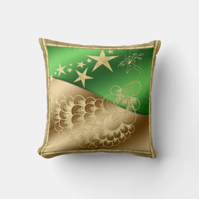 Almofada Travesseiro Decorativo Estrelas e Pavão (Frente)