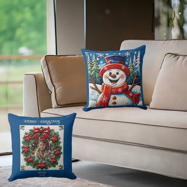 Almofada Travesseiro decorativo excitado Snowman (Criador carregado)