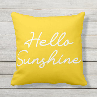 Almofada Travesseiro decorativo exterior amarelo "Hello Sun