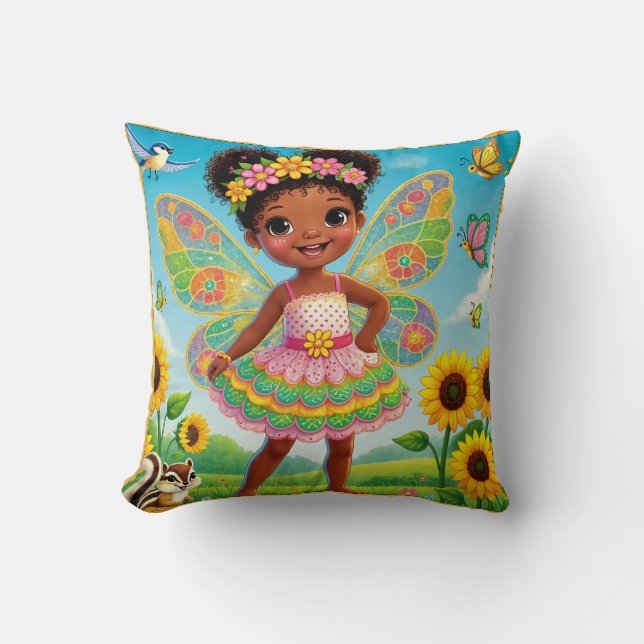 ALMOFADA TRAVESSEIRO DECORATIVO - "FAIRY FELIZ COM FILHORES (Frente)