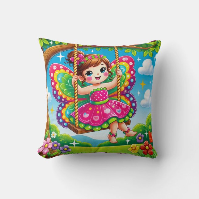 ALMOFADA TRAVESSEIRO DECORATIVO - "FAIRY SORRY ON A SWING" (Frente)