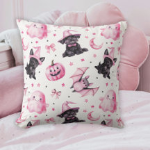 Travesseiro Decorativo Fantasmas e Cachorros Rosa 