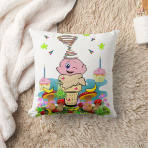 Almofada Travesseiro Decorativo, Feliz Aniversário Cupcake