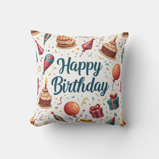 Almofada Travesseiro decorativo Feliz de Aniversário Colori
