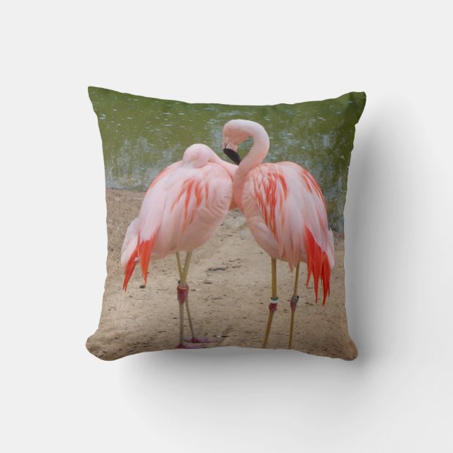 Almofada travesseiro decorativo flamingo rosa (Frente)