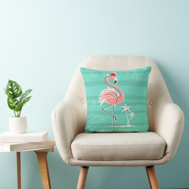 Almofada Travesseiro decorativo Flamingo Stripe de Natal (Cadeira)