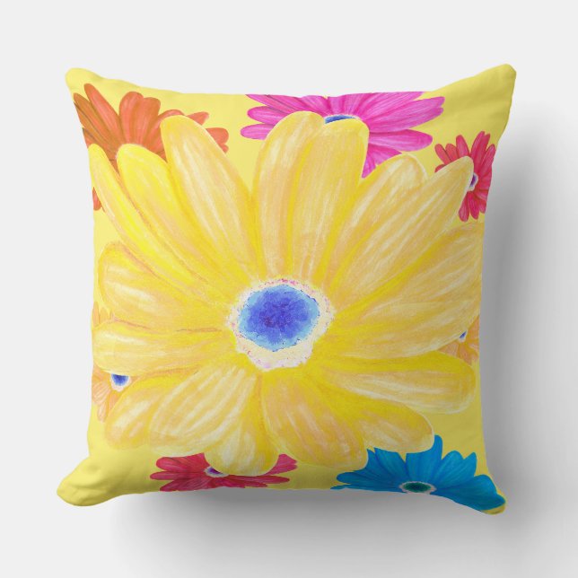 Almofada Travesseiro decorativo Floral Amarelo de Lemon (Frente)