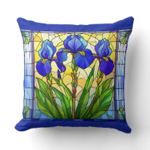 Travesseiro decorativo Floral Azul Artístico Iris