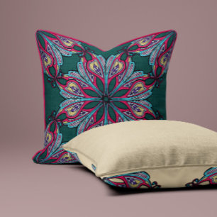 Almofada Travesseiro decorativo Floral Boho Mandala