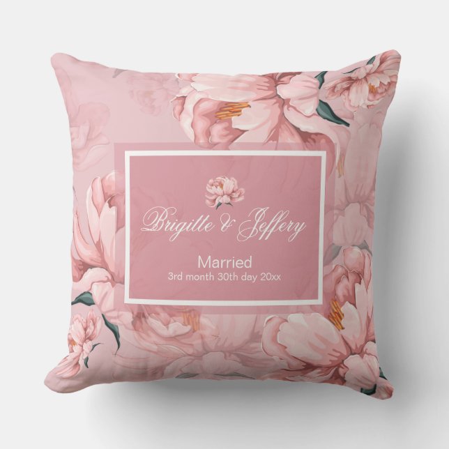 Almofada Travesseiro decorativo floral cor-de-rosa (Frente)