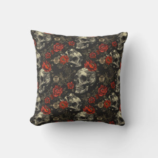 Almofada Travesseiro decorativo Floral Crânio