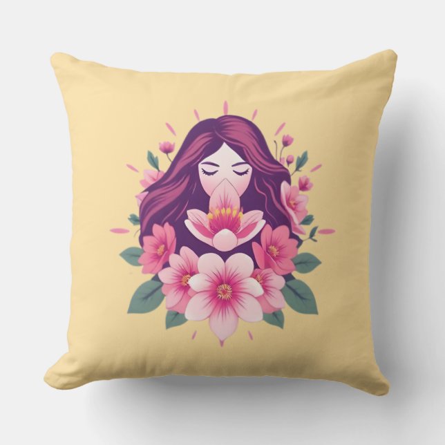 Almofada Travesseiro decorativo Floral de Empoderamento Fem (Frente)