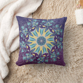 Almofada Travesseiro decorativo Floral de Mandala Roxo e Te