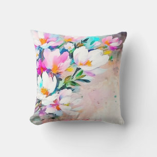 Almofada Travesseiro decorativo Floral de Radiação de Aquar