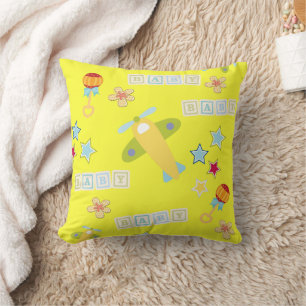 Almofada Travesseiro decorativo Floral do Avião Amarelo