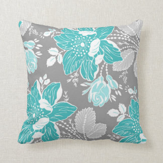 Almofada Travesseiro decorativo floral do branco cinzento
