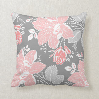 Almofada Travesseiro decorativo floral do branco cinzento