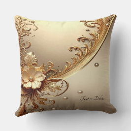 Almofada Travesseiro Decorativo Floral Dourado Ornamentado