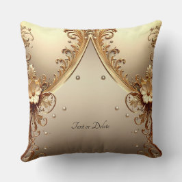 Almofada Travesseiro Decorativo Floral Dourado Ornamentado