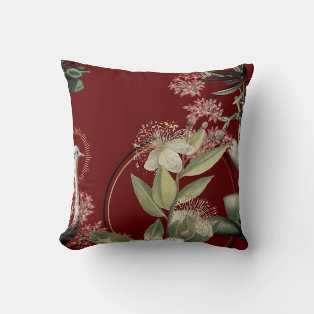 Almofada Travesseiro decorativo Floral Elegante Burgundy (Frente)