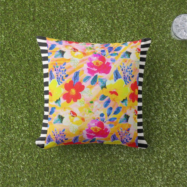 Almofada Travesseiro decorativo Floral Laranja Strike (Grama)