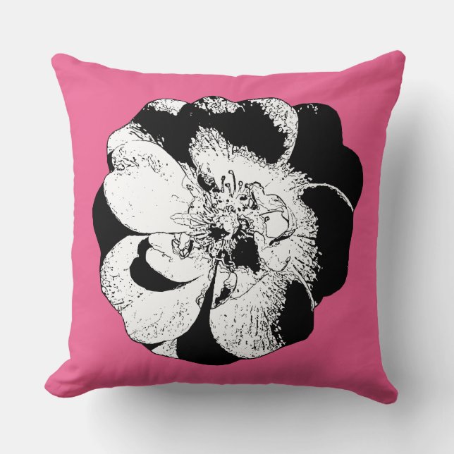 Almofada Travesseiro decorativo Floral Monocromático a Rosa (Frente)