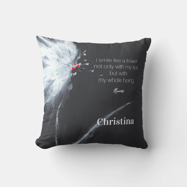 Almofada Travesseiro decorativo Floral Negro Branco Minimal (Frente)