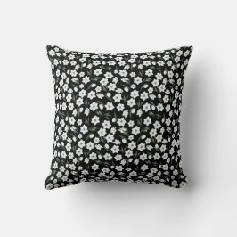 Almofada Travesseiro decorativo floral preto com flores bra