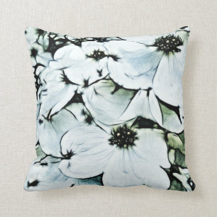 Almofada Travesseiro decorativo floral preto e branco