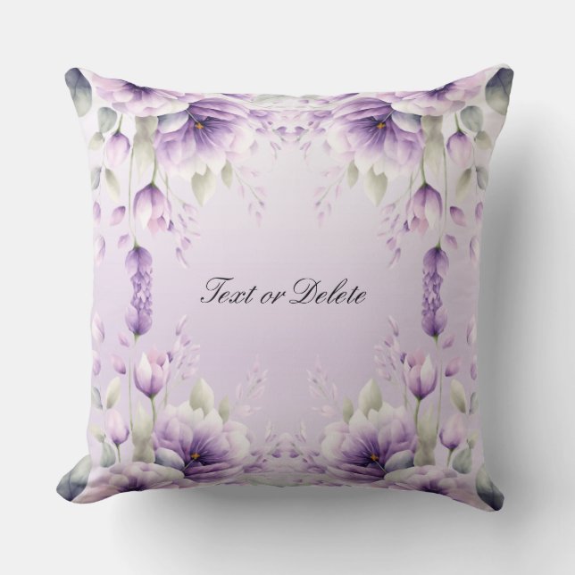 Almofada Travesseiro decorativo Floral Purple Por Aquarela (Frente)