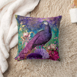Almofada Travesseiro Decorativo Floral Roxo Azul Verde Pavã