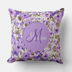 Almofada Travesseiro decorativo floral roxo & branco do