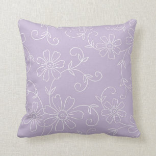 Almofada Travesseiro decorativo floral roxo e branco