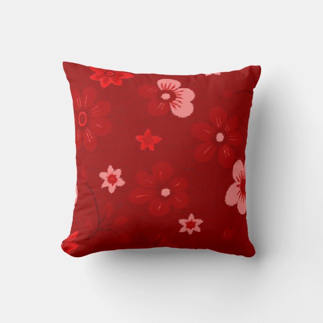 Almofada Travesseiro decorativo Floral Vermelho (Frente)