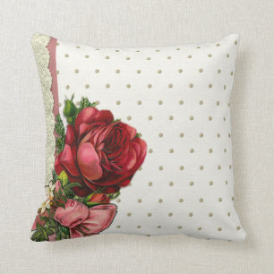 Almofada travesseiro decorativo floral vermelho do laço
