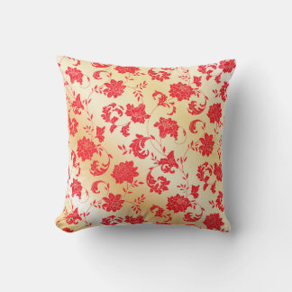 Almofada Travesseiro decorativo Floral Vermelho e Dourado