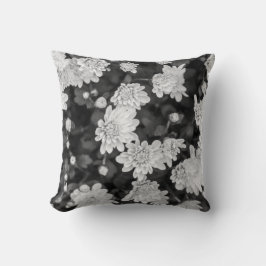 Almofada Travesseiro decorativo Flores de Primavera Preta e