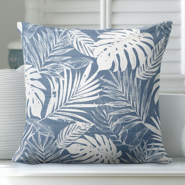 Almofada Travesseiro decorativo Folha Azul e Branco (Criador carregado)