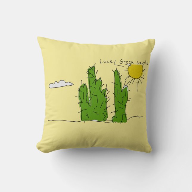 Almofada Travesseiro decorativo Funky de Doodle Cactus Verd (Frente)