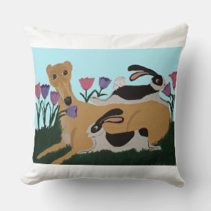 Almofada Travesseiro Decorativo Galgo e Amigos Coelhos
