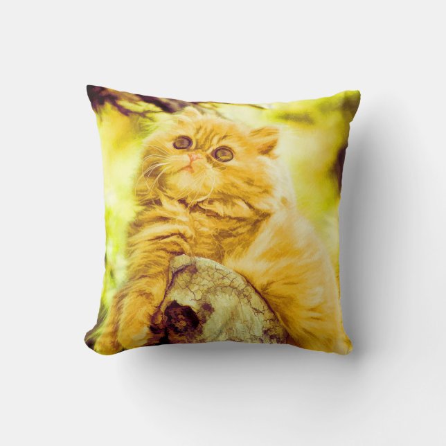 Almofada Travesseiro decorativo Gatinho amarelo (Frente)