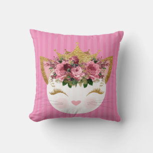 Almofada Travesseiro decorativo Gatinho princesa rosa