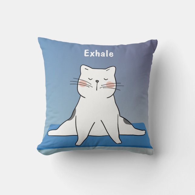 Almofada Travesseiro decorativo Gato de Ioga, 16" x 16", Ex (Frente)