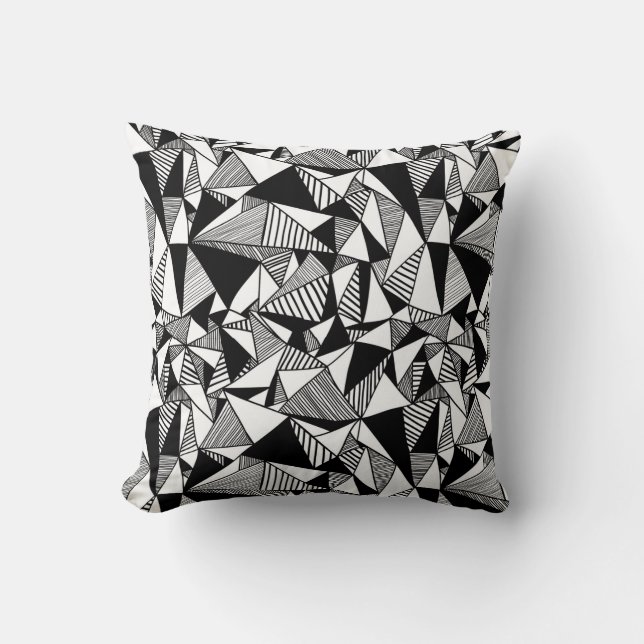 Almofada Travesseiro decorativo geométrico preto & branco (Frente)