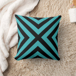 Almofada Travesseiro Decorativo Geométrico Preto Verde-Azul