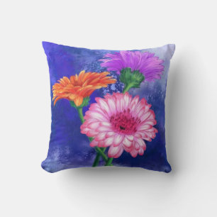 Almofada Travesseiro decorativo Gerberas de Três Cores